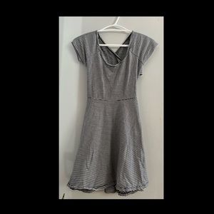 Dress: backless style, crisscross, black and white stripes, Size: S